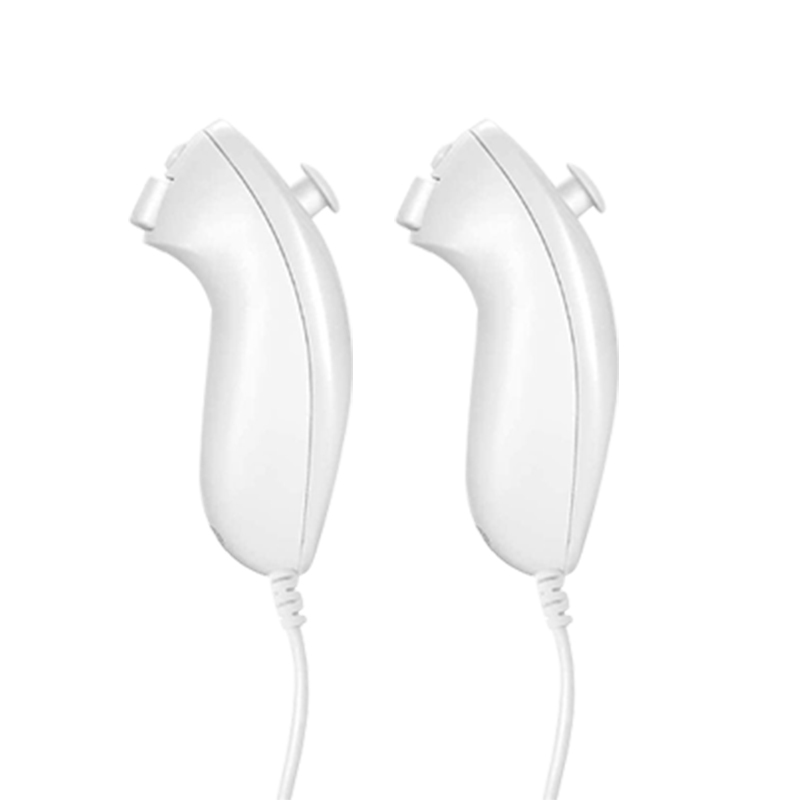 For Nintendo Wii Game Controller Nunchuck Hand Curved Game Handle Controller Left Right Hand Nunchuck For Wii GamepadAccessories: White-2 pcs