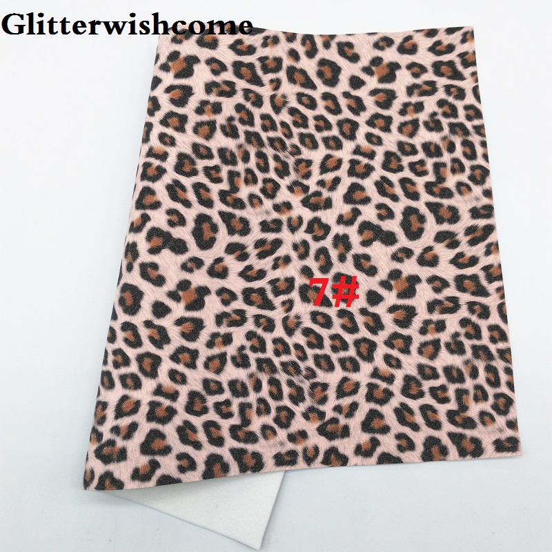 Glitterwishcome 21X29CM A4 Size Vinyl Voor Bogen Gedrukt Luipaard Op Suède Faux Lederen Lakens Voor Bows, GM3199B: 7