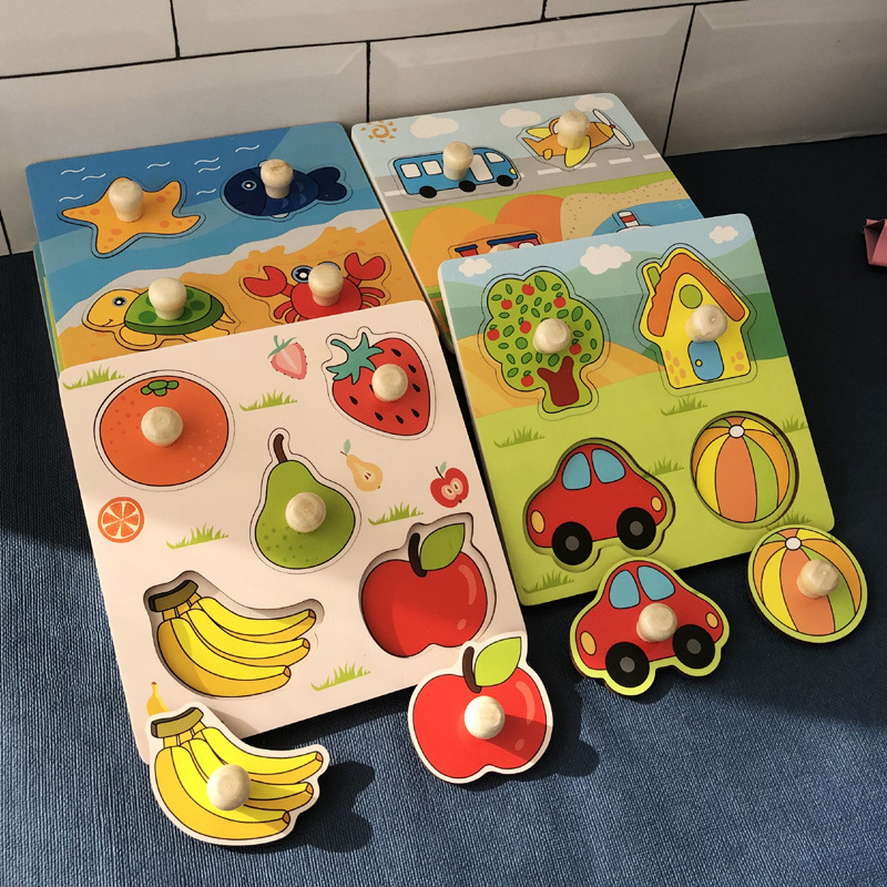 Montessori Wooden Toys for Babies 1 2 3 Years Boy Girl Baby Development Games Wood Puzzle for Kids Educational Learning Toy