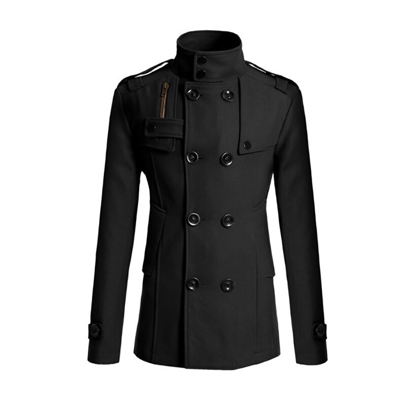 Herfst winter wollen jas heren mandarijn kraag wolmix dubbelrijs jas jas heren overjassen