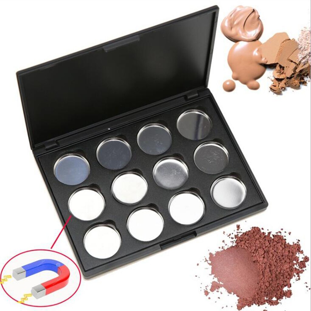 Eyeshadow Makeup Palette Empty Blush Lipstick Container Case With 12Pcs 26mm Round Metal Pans