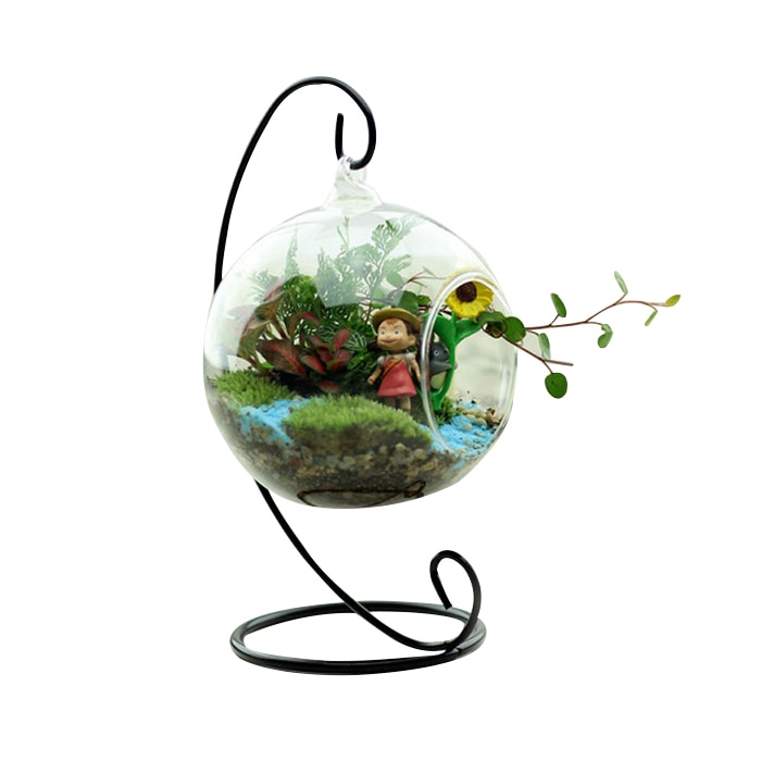 Vase rond en verre Transparent 1 pièce | Avec 1 trou, pour décoration de mariage, bureau, maison, décoration de maison, Vase suspendu