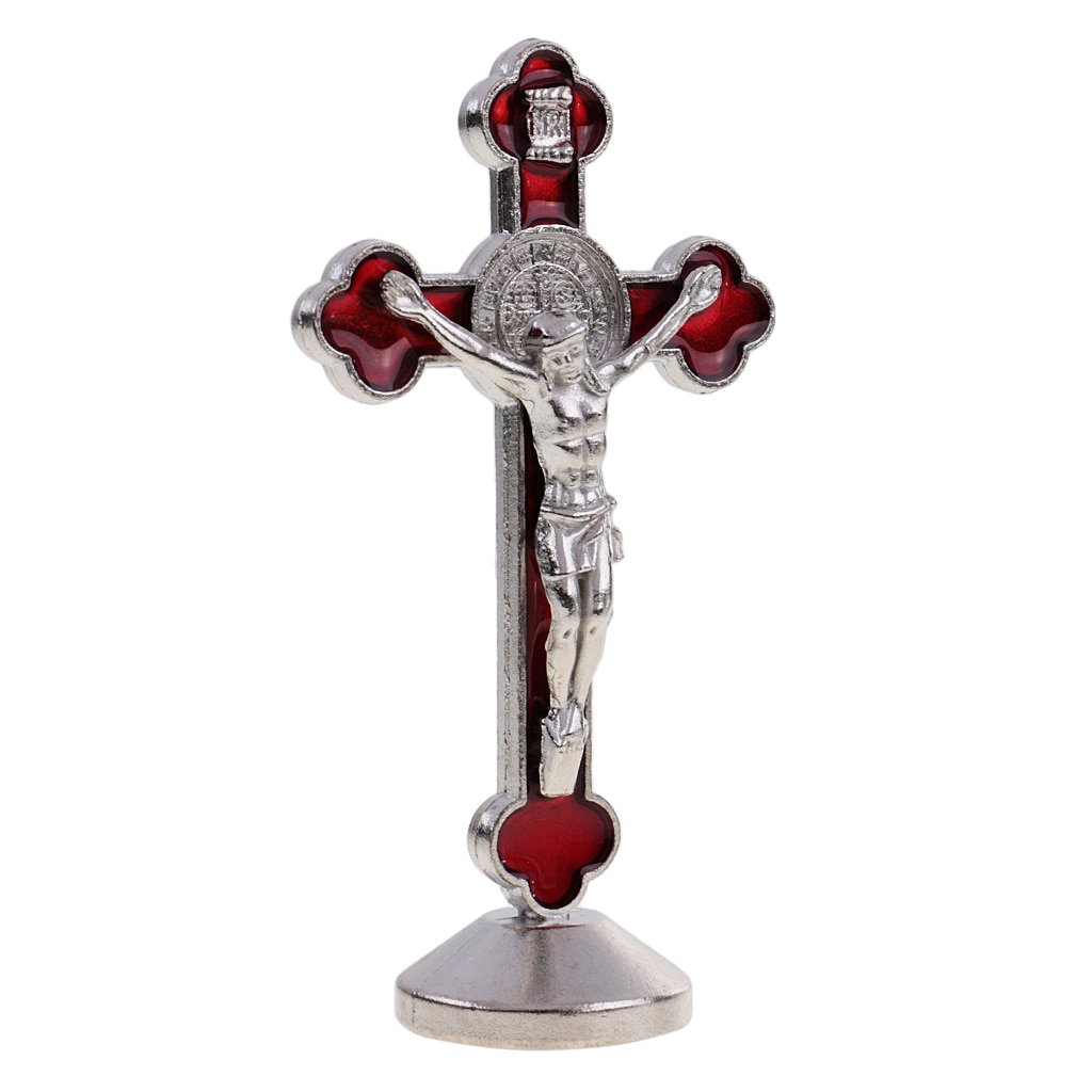 3 tums krucifix modell jesus figur metallstaty med magnetisk bas, katolska kristna dekorationer