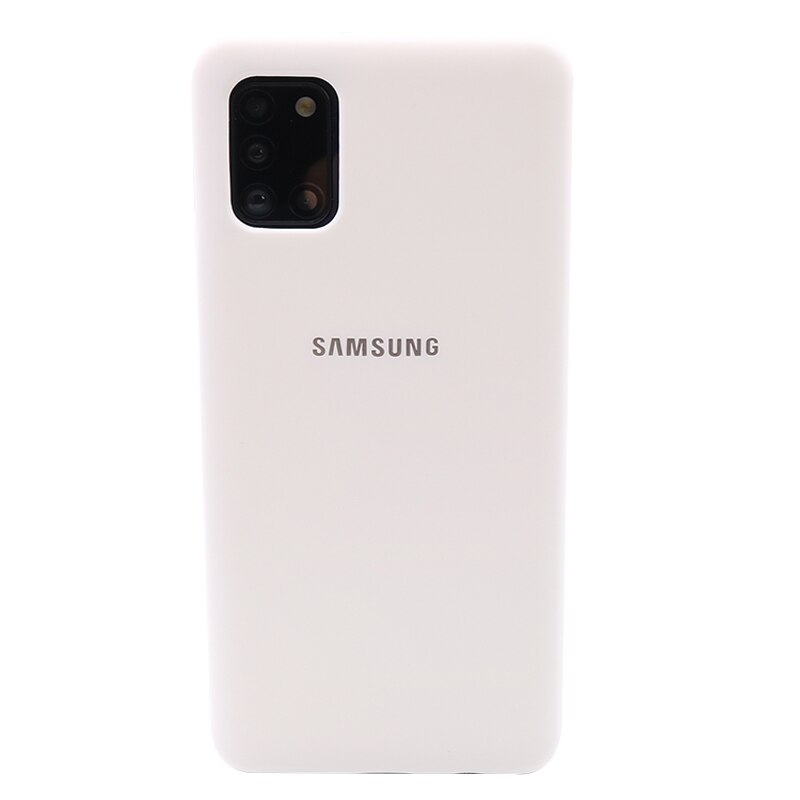 Samsung Galaxy A31 Flüssigkeit Silikon Fall Weichen Seidige Shell Abdeckung Galaxy A 31 Soft-Touch Zurück Schutzhülle: White