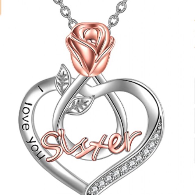 Exquisite Heart-Shaped Women&#39;s Necklace Sister Friendship Necklace Flower Pendant Christmas Commemorative: Default Title