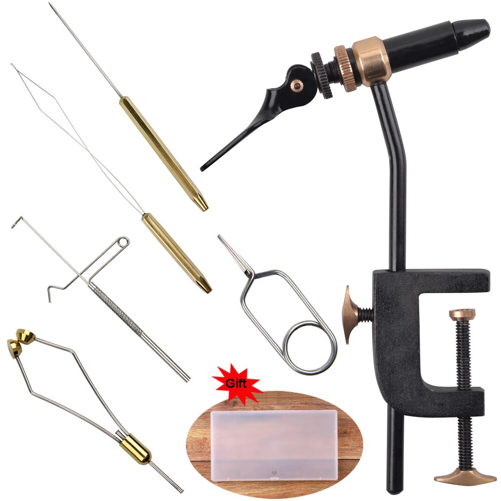 Roterende Vliegbinden Bankschroef Gereedschap Kit Zweep Finisher Spoel Houder Spoel Threader Bodkin Naald Fly Koppelverkoop Gereedschappen Voor Teasers En jigs: 6Pcs Fly Tying