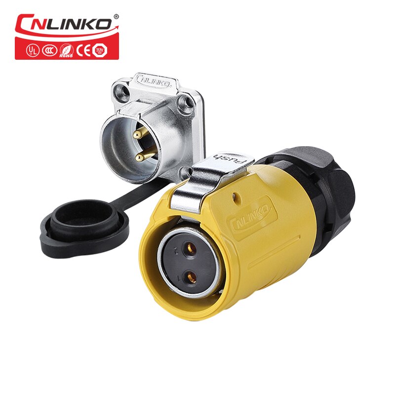 CNLINKO LP serie M20 2 pin ronde industriële stekker en stopcontact IP67 waterdichte zonne-energie connector voor verlichting systeem: 2pin