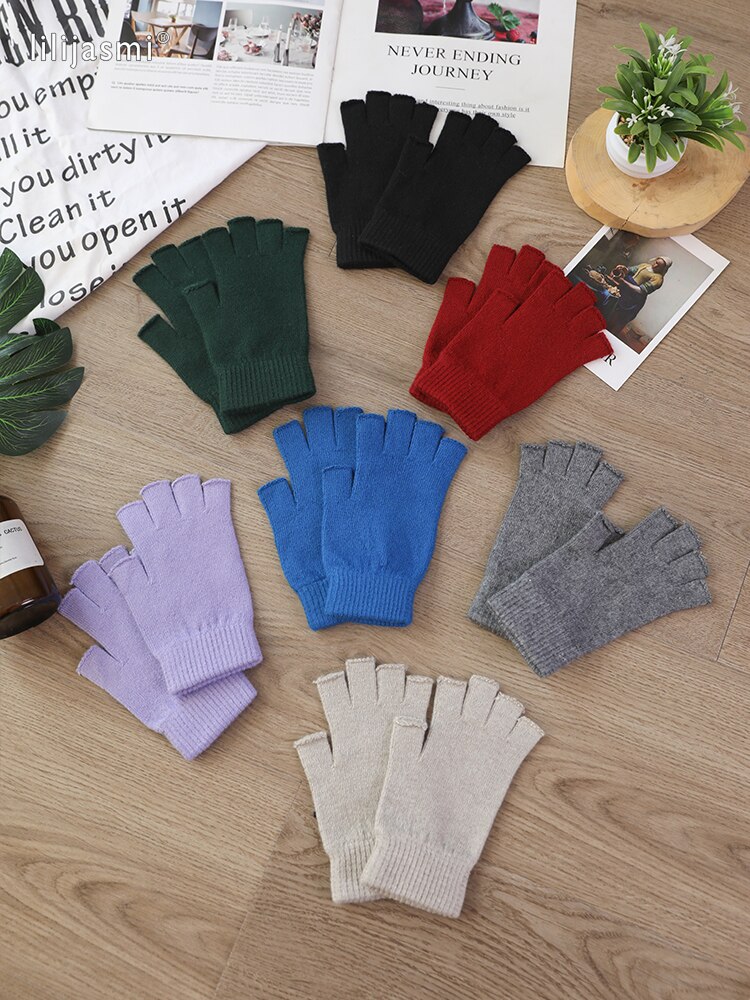 Wolle Fausthandschuh ausgesetzt Fingerspitze Damen Handschuhe Winter Herbst Arbeitshandschuhe gestrickt für Frauen Fingerlose Handschuhe Antrieb Fäustlinge