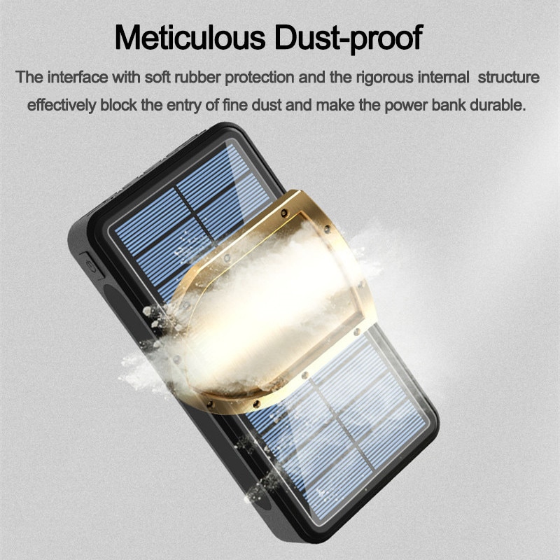 80000mAh Wireless Solar Power Bank External Battery PoverBank 4USB LED Powerbank Portable Mobile Phone Charger for Xiaomi Iphone
