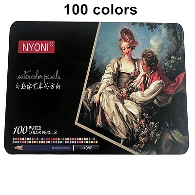 NYONI-lápices de acuarela suaves para artista, Kit de lápices de colores solubles en agua para dibujar y pintar, suministros de arte para niños: 100 colors