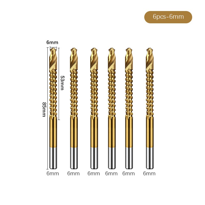 3-8mm Cobalt Drill Bit Set Spiral Screw Metric Composite Tap Metal HSS Twist Drill Bit Set for Wood Cutting Drilling Polishing: 6pcs 6mm