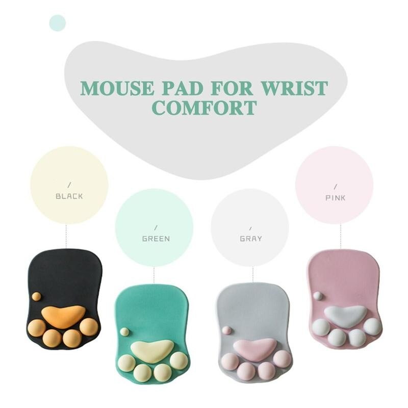 Mignon 3D chat patte tapis de souris avec Support de poignet Silicone repose-poignet coussin repos confort souris Pats