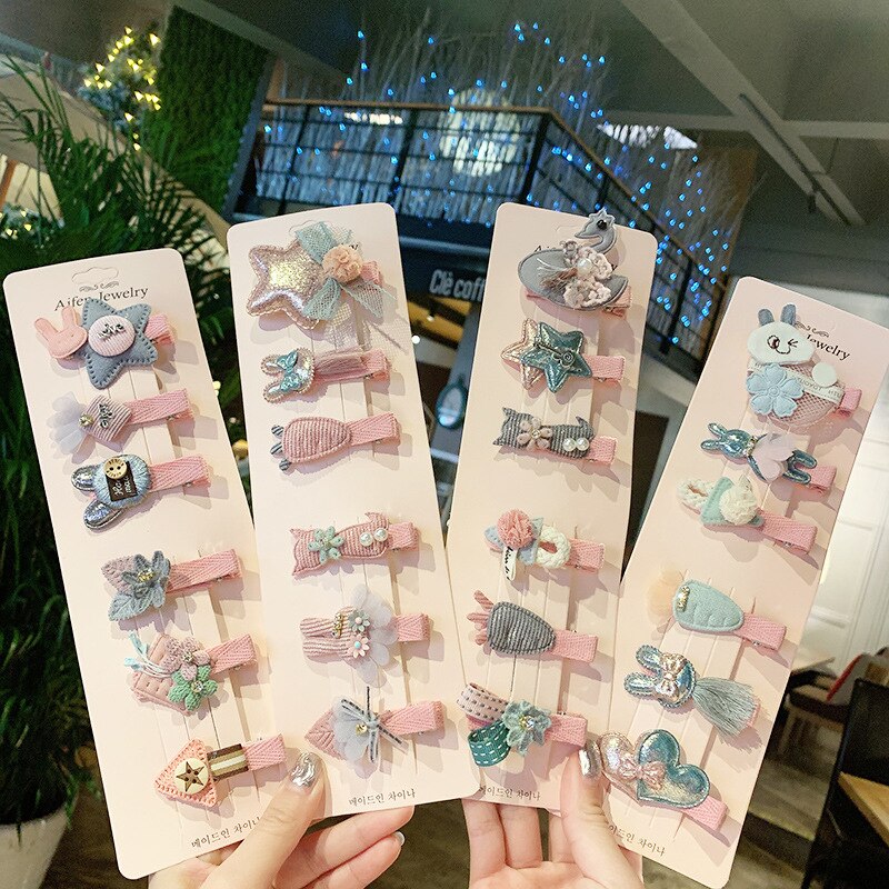 6 pz/impostato per Bambini bella Ragazze stella Animale Capelli Della Principessa Pinze Accessori per Capelli Carino Bambini Del Fiore Del Merletto Barrette Forcelle
