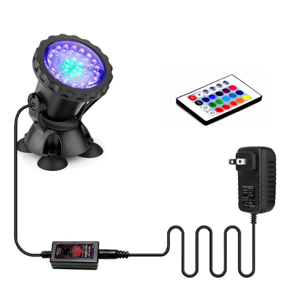 36LEDs RGB Underwater Spotlight 12V IP68 Waterproof Fountain Fish Tank Swimming Pool Pond Aquarium Garden Lamps: Blue / US Plug