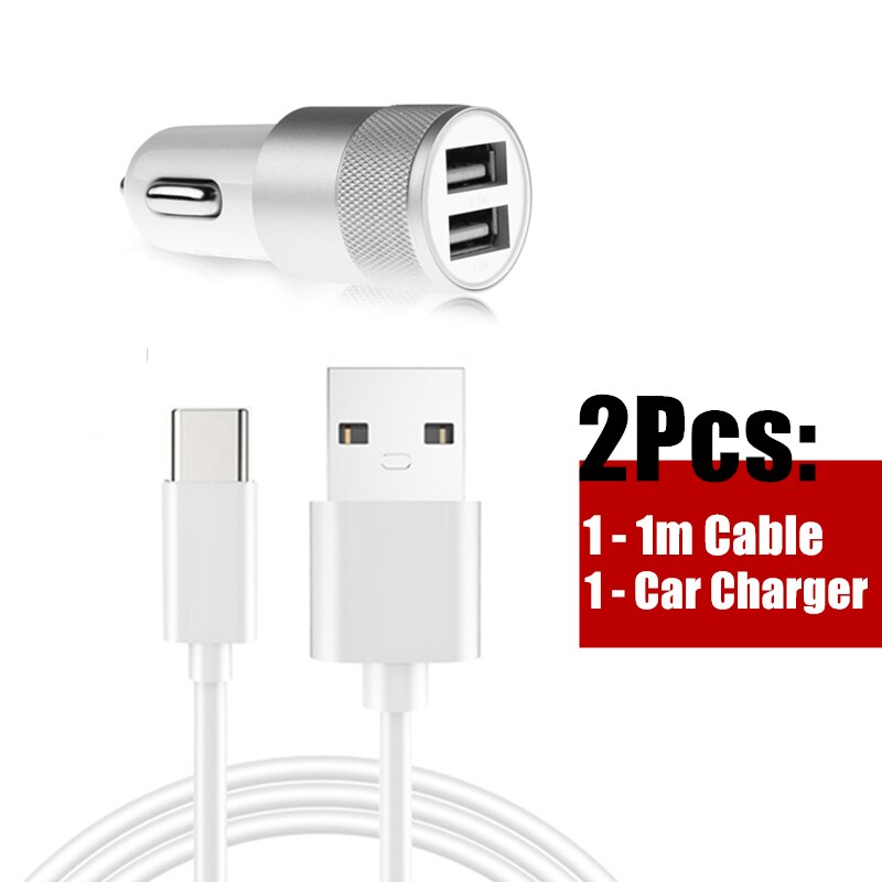 For Realme X2 Pro Q XT 5 3i Vivo S1 X27 Pro Y91i iQoo V15 Redmi note 9 8t Dual USB Car Charger Adapter USB Type C Charging Cable: White Cable Adapter