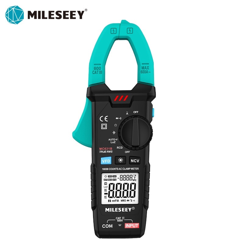 Mileseey-Medidor de abrazadera Digital, medidor de resistencia de ciclo de trabajo de frecuencia de 6000 recuentos, medidor de voltaje sin contacto, amperímetro ACV/DCV de CA