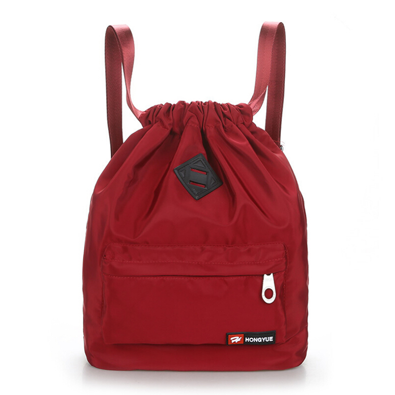 Large Capacity Waterproof Sports Bag Women Men Bundle Mouth Sport Backpacks For Gym Fitness Running Bag Sports Accessories: Burgundy