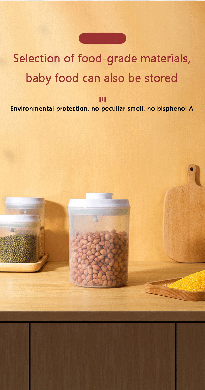 Airtight Food Storage Containers with One Key Press to Seal Lids Waterproof and stackable Suitable for storing flour, nuts, etc.