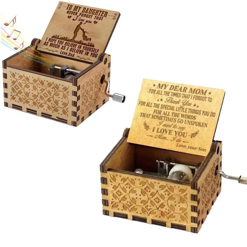 Retro Gesneden Hout Handleiding Muziekdoos De Hand
