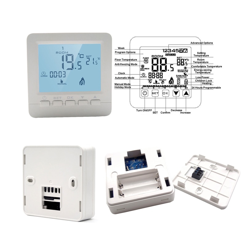 Battery Powered Room thermostat gas boiler termostat underfloor heating thermostats heating controller central heating