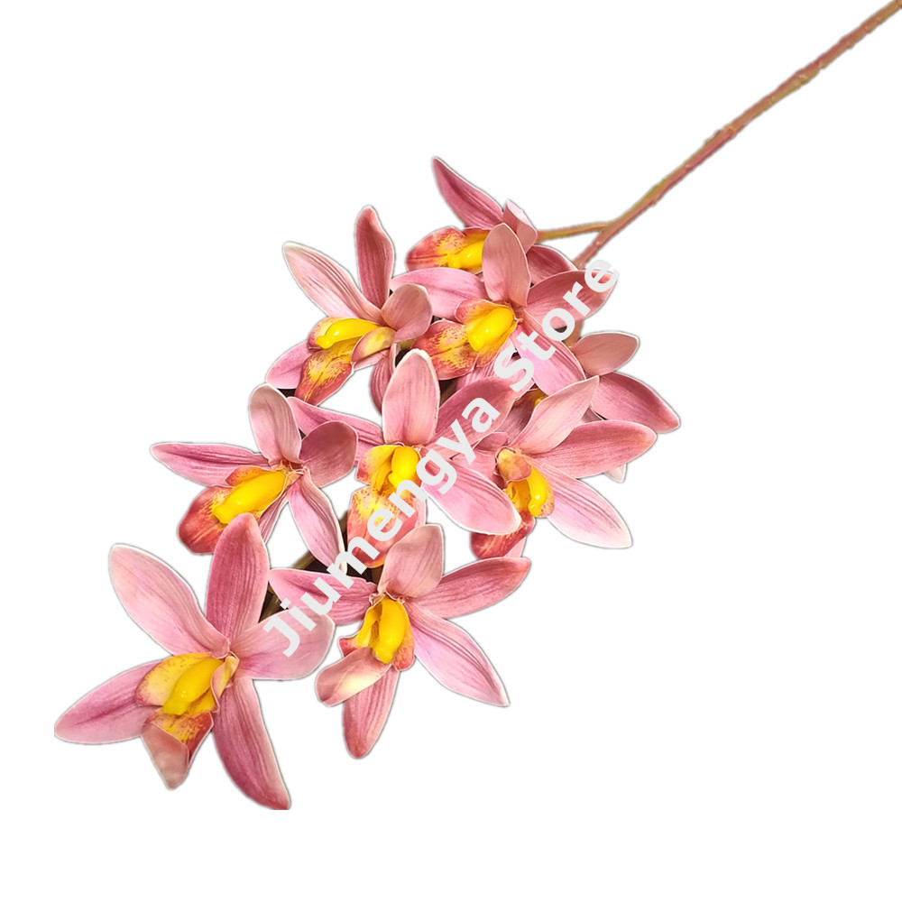 One Real Touch Cymbidium Orchid Flower Plant Artificial 9 Heads Phalaenopsis Orchis for Wedding Home Decorative Flowers: Pink