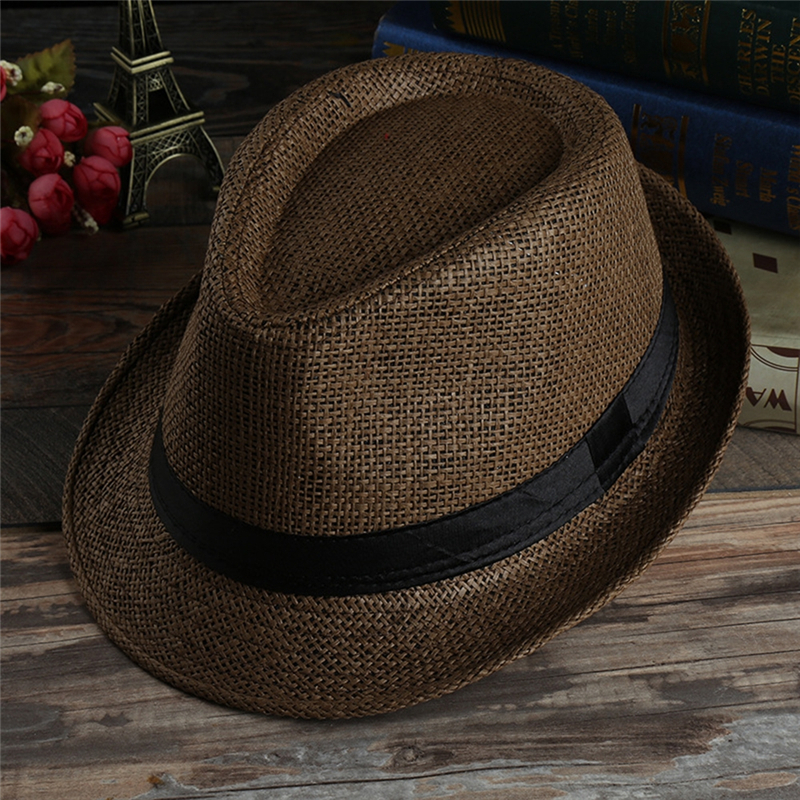 Imixlot sommer vestlig cowboy stråhatt unisex utendørs kul avlet brem solbeskyttelseshatt Strand solskjermhatt: En