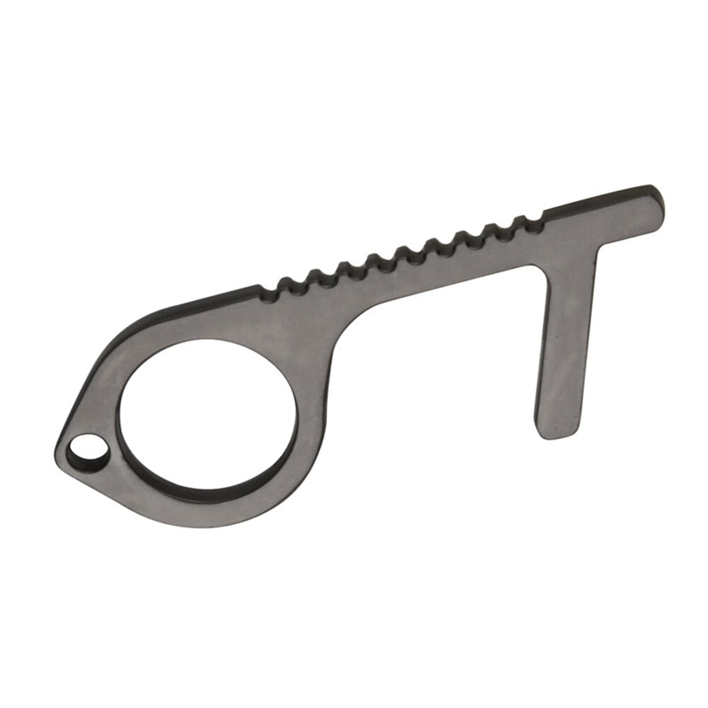 Keine berühren Tür werkzeug Öffner Keychain Kupfer legierung Aufzug Öffnung Assistent Schlüssel Griff Werkzeug Anti-kontakt Kleine EDC Werkzeug: Keychain Schwarz