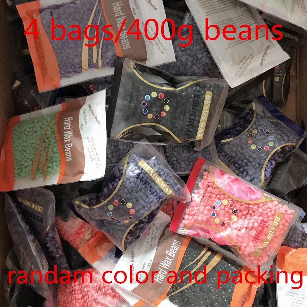 Calentador de cera Mini SPA depiladora de manos pies cera de parafina máquina recargable cuerpo herramienta de depilación: 4 BAGS 400G BEANS