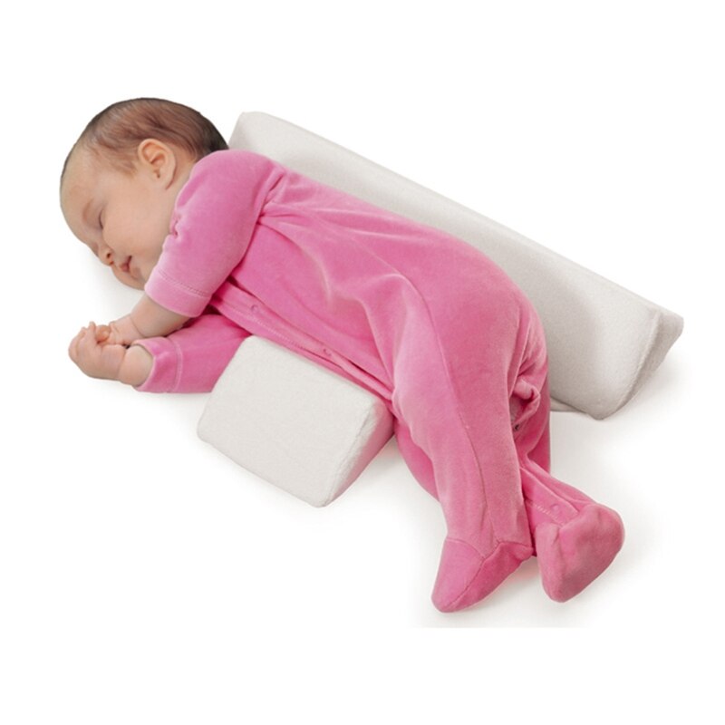 Bebé Infante recién nacido Anti rollo almohada posicionador de sueño seguro dormir evitar cuñas de cabeza plana cojín blanco