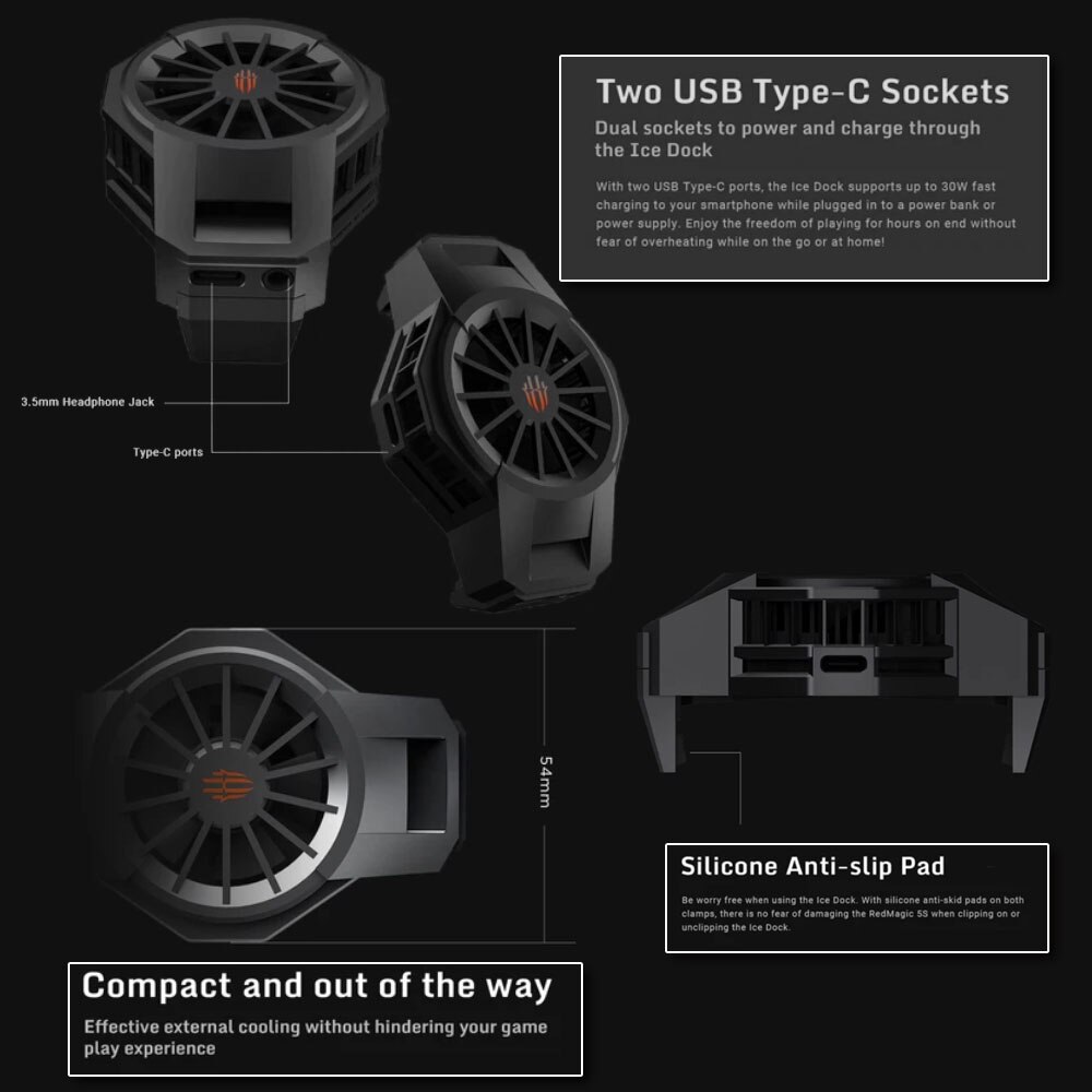 Original Nubia RedMagic 5G Cooling Fun Dao Feng ICE Cooler RedMagic 5S FunCooler Pro Ice Wind Radiator Box for Andriod iPhone