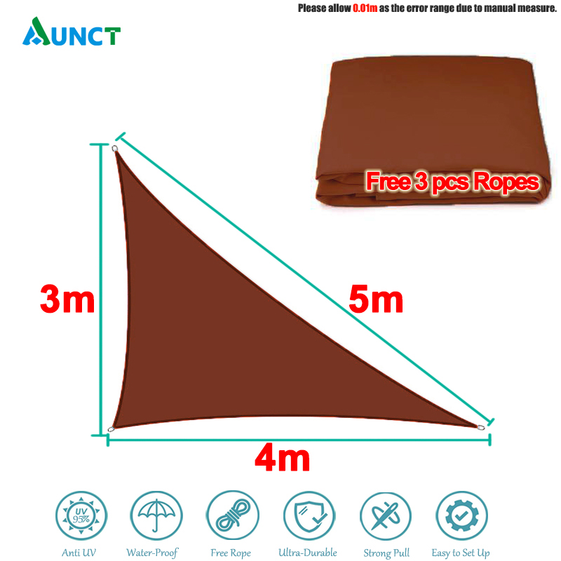 Brown Waterproof Sun Shade Sail All size Square Rectangle Triangle Garden Terrace Canopy UV-Block Shade Camp Hiking Yard Awnings: WHITE