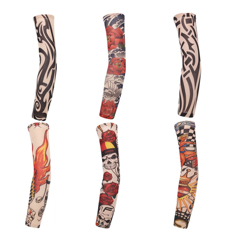 6 Pcs Tattooed Arm Sleeve Sun Block Sleeves Sun Prevention Sleeves for Men Outdoor Riding