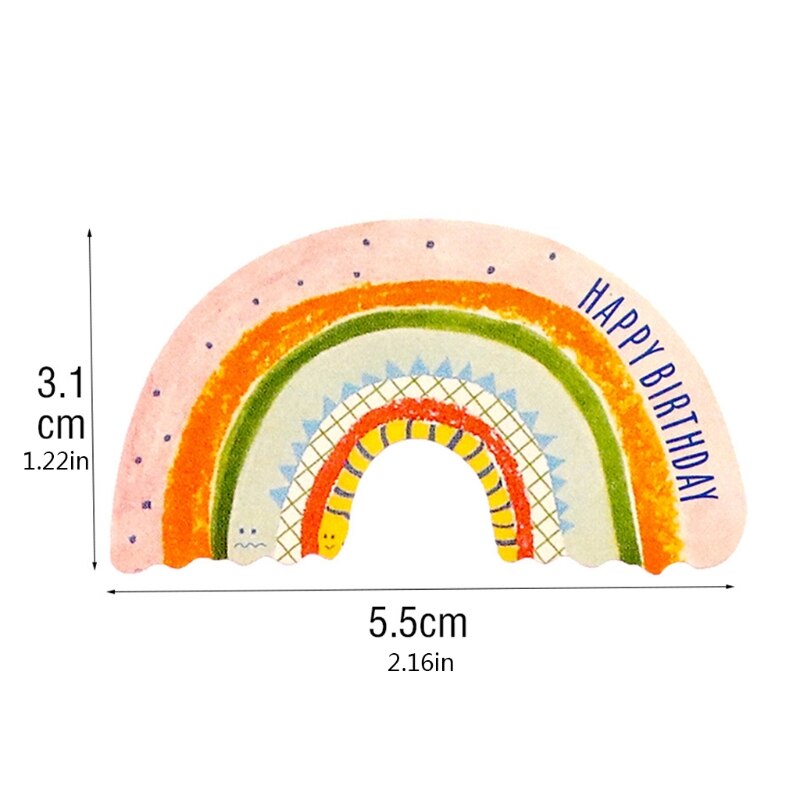 50 Sheet Rainbow Bridge Stickers Happy Everyday Birthday Thank You DIY Adhesive Labels for Cookie Bag Party Decor