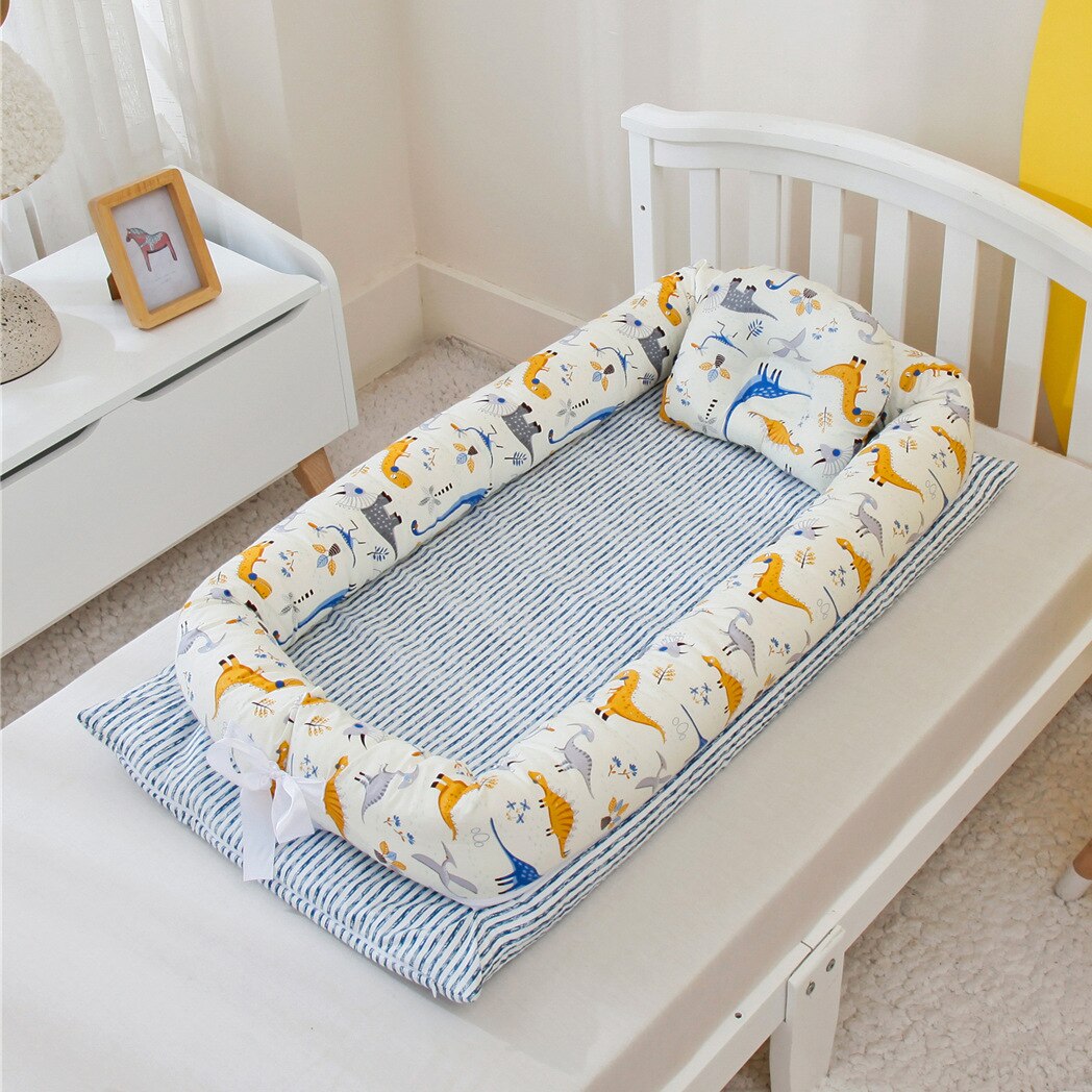 Portable Travel Baby Crib Removable Washable Kids Bed Multifunction Nursling Outdoor Toddler Nest: Jurassic Beige