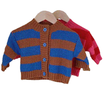 Maglioni coreani per ragazzi e ragazze vestiti neonati maglioni caldi cappotti bambini maglia addensare top Cardigan a righe di cotone vestiti