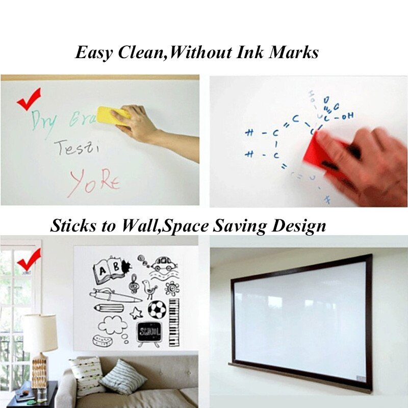 Pizarra blanca autoadhesiva extraíble, pegatina de pared de borrado en seco, 3 colores, para el hogar, oficina y escuela