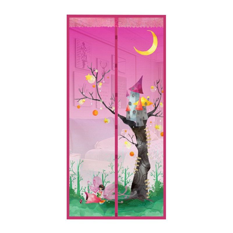 Deur Gordijn Magnetische Gordijnen Handsfree Mesh Anti Mosquito Insect Fly Bug Gordijnen Netto Automatische Sluiten Deur Screen Keuken: Tree Pink / 90x210