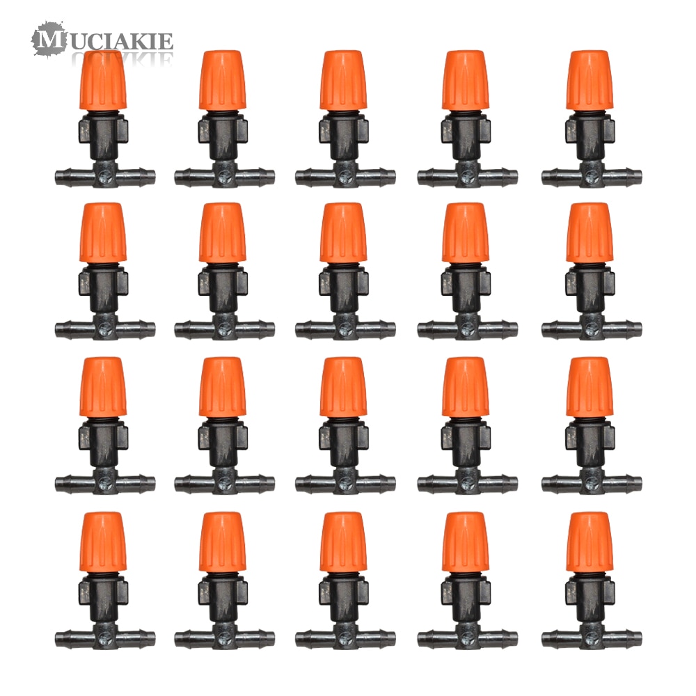 MUCIAKIE 20PCS Einstellbare Beschlagen Düse mit T Joint für Garten Bewässerung Bewässerung Sprinkler für 4/7mm 1/4 zoll Schläuche Schlauch