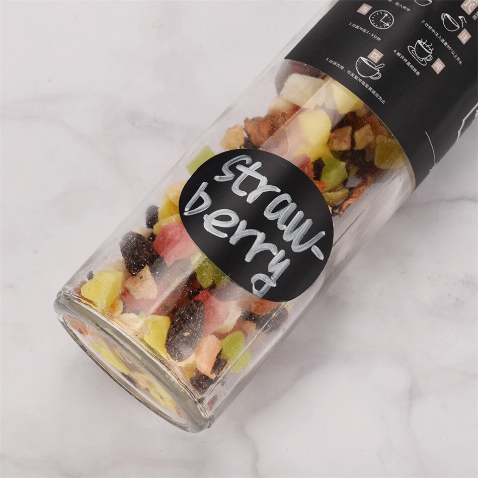 24pcs Fancy Reusable Kitchen Jam Jar Labels Stickers Waterproof Kitchen Organizer Storage Bottles Black Board Label Sticker Oval