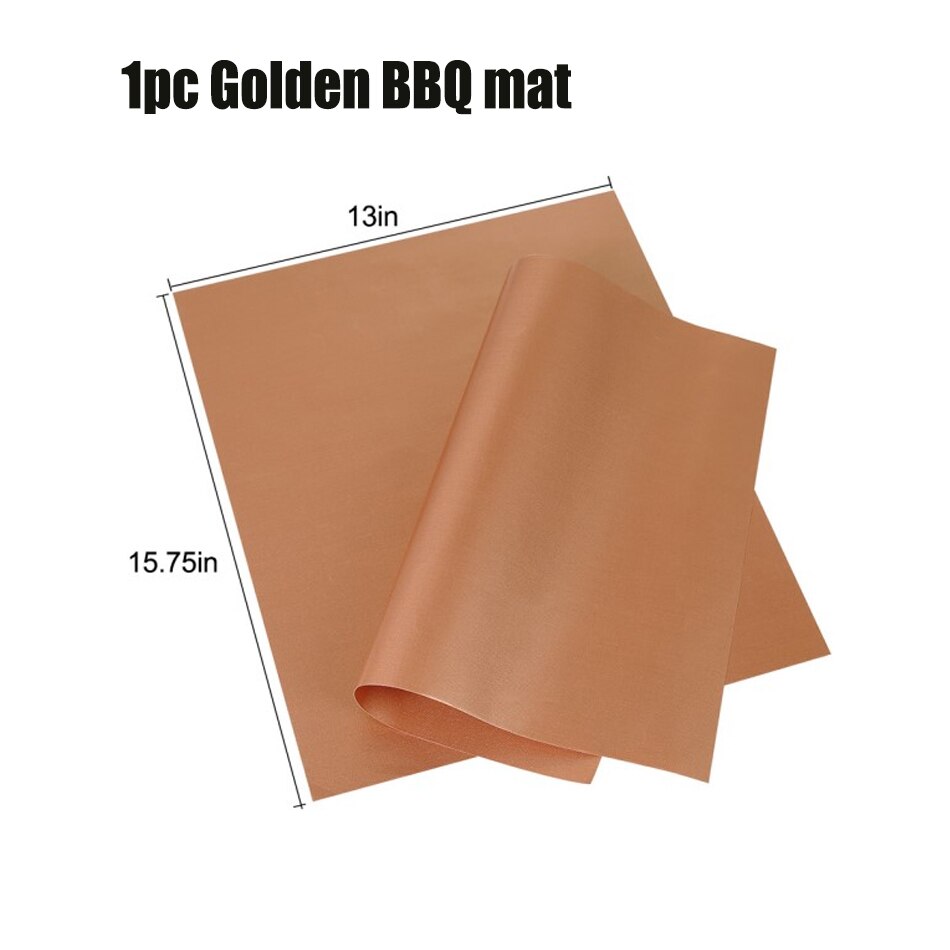 Reusable Baking Mat High Temperature Resistant Sheet Pastry Baking Oilpaper Heat-Resistant Pad Non-stick for Outdoor BBQ: 1pc Golden BBQ mat