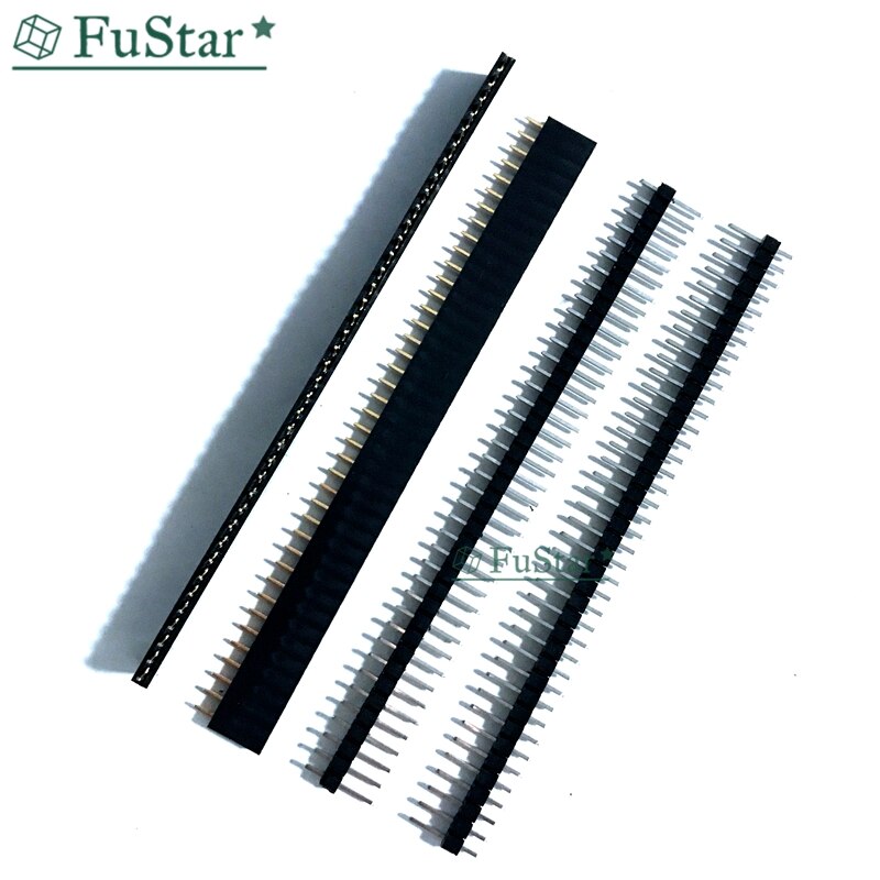 20pcs 10 pairs 40 Pin 1x40 Single Row Male and Female 2.54 Breakable Pin Header PCB JST Connector Strip For Black