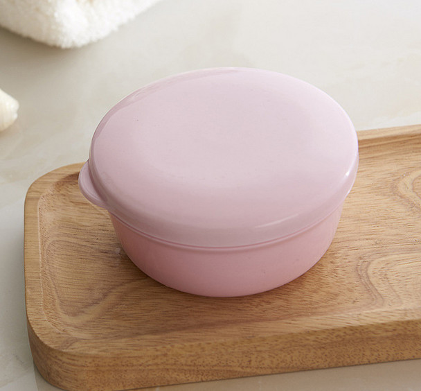 Bärbart fodral dräneringslager resor tvätt tvål låda med lock tätning läckagesäker fat bärbara tvål fat: Rosa