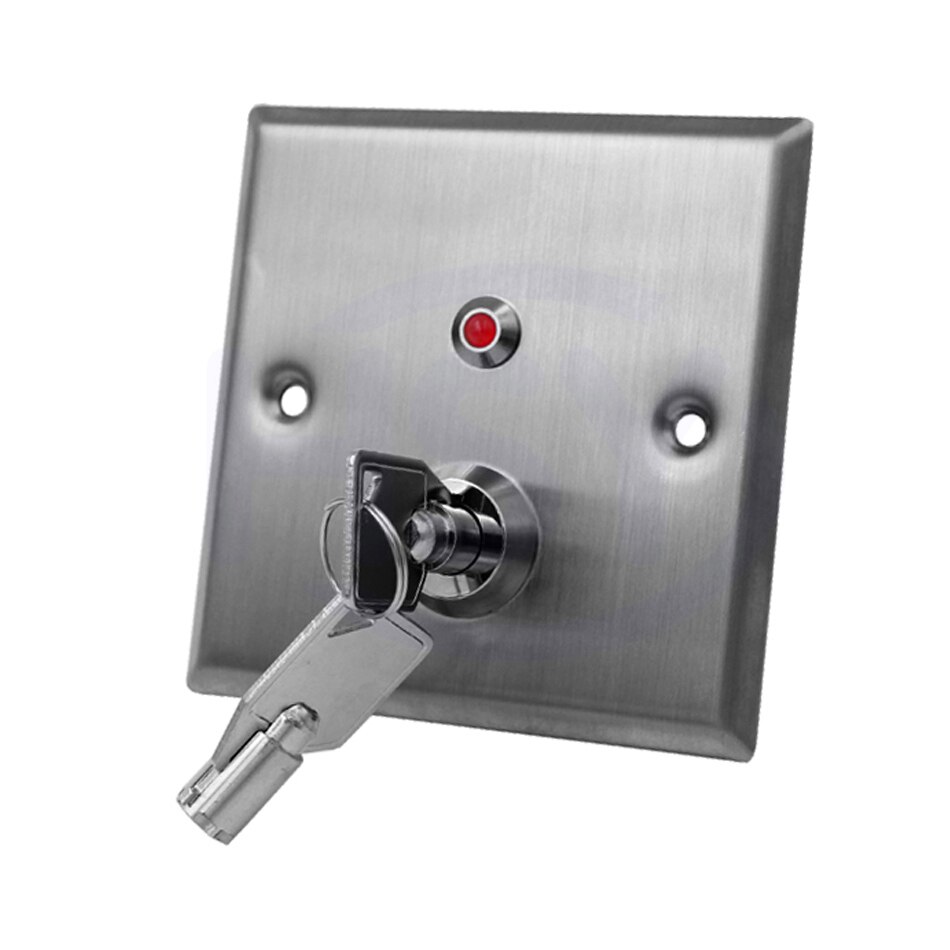 HSY Access Controller System Stainless Steel Key Switch with LED Emergency Push Exit Button Door Release Open Gate Lock: S86KL