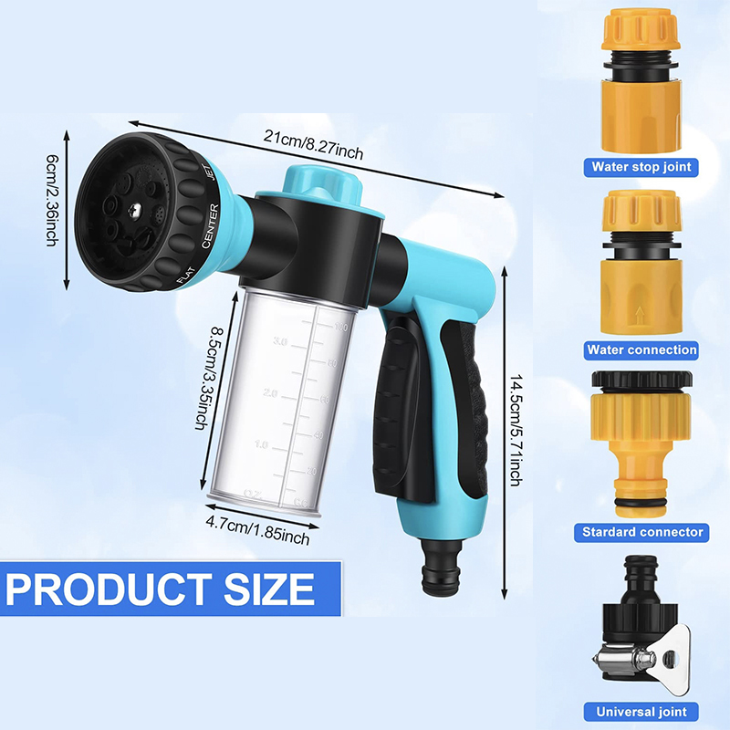 Pulvérisateur de douche pour chien 8 en 1, pistolet de pulvérisation de voiture de jardin, fixation de tuyau haute pression, distributeur de savon, buse de bouteille, outil de douche