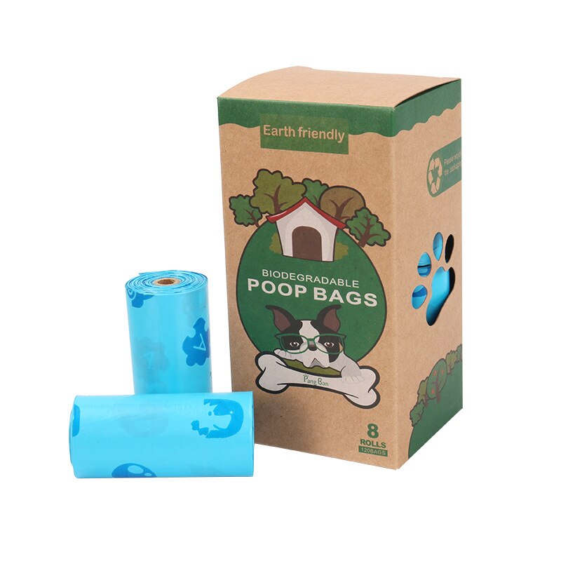 Biodegradable Dog Poop Bags Compostable Dog Waste Bag For Dogs and Cats Corn Starch Starch Dog Poop Bags: Flat Pocket 8 Rolls