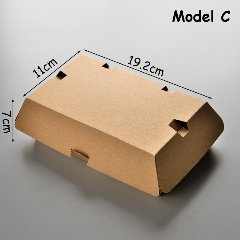 50p Food Grade Kraft Hamburger Box Disposable Fast Food Fried Chicken Beefsteak Wrapping Box Take-out Food Packing Box Doggy Bag: Model C