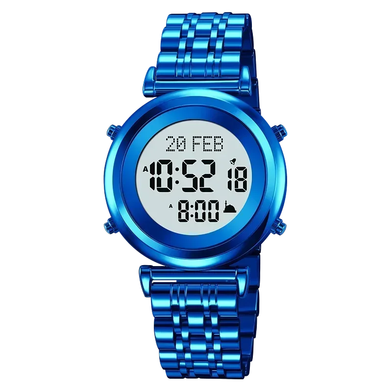 Skmei 2139 Staal Moslim Azan Digitaal Horloge Heren Achterlicht Waterdicht Polshorloge Gebed Qibla Kompas Wekker Horloge 1861: Bruin