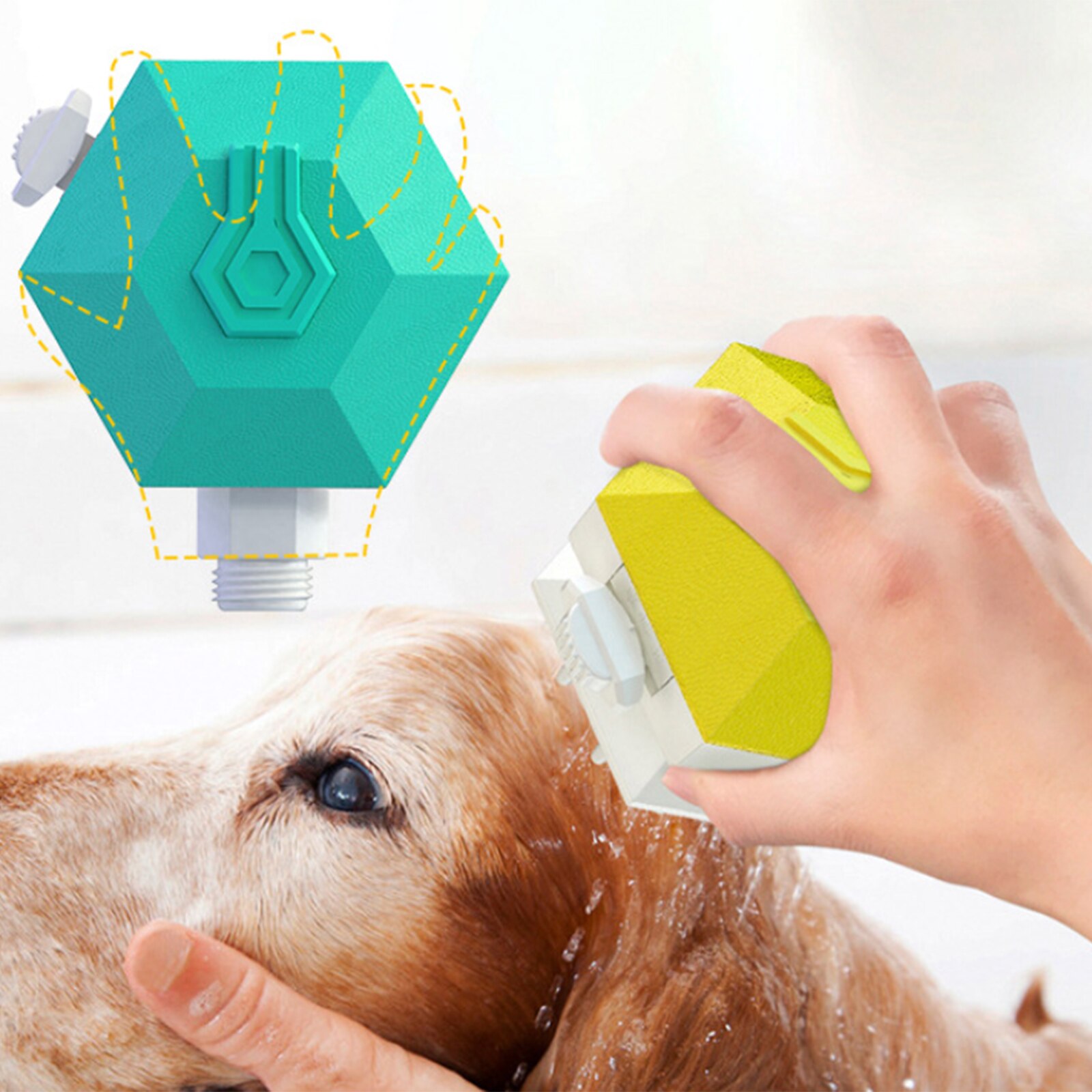 Huisdieren Douchekop Draagbare Multifunctionele Sprinkler Handheld Douche Huisdieren Kam Voor Honden Katten Blauw/Roze/Groen/geel