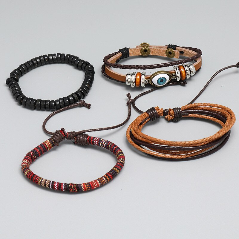 Jahrgang Punk mehrschichtig-wickeln Leder Armbänder Männer Schmuck Punk Auge Reize Armbinde für Frauen Armreif