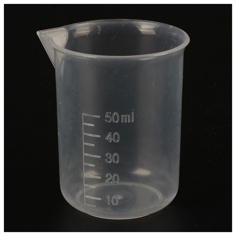 2 stk 50 ml laboratorieplast vand målebæger gennemsigtig